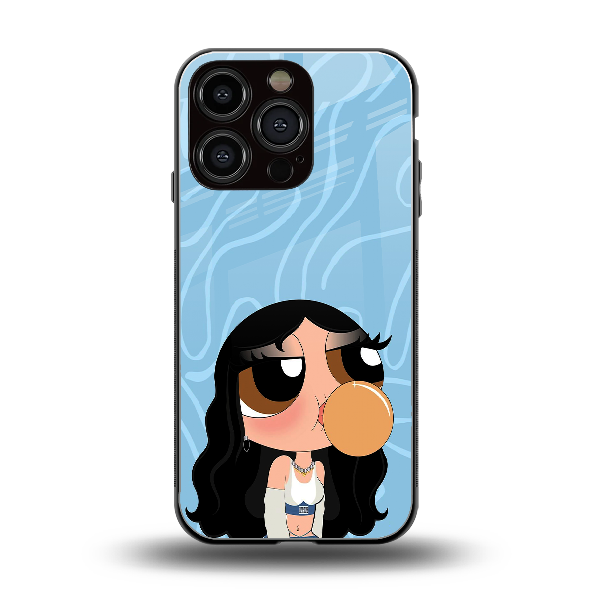 bubbly blue back phone cover | glass case for iphone 16 pro