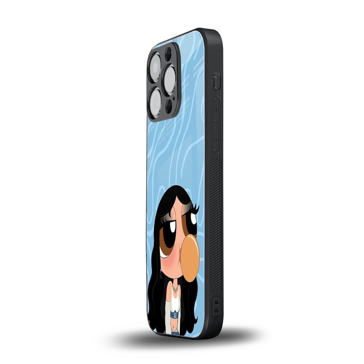 bubbly blue back phone cover | glass case for iphone 16 pro