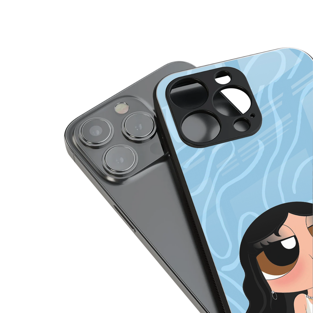 bubbly blue back phone cover | glass case for iphone 15 pro