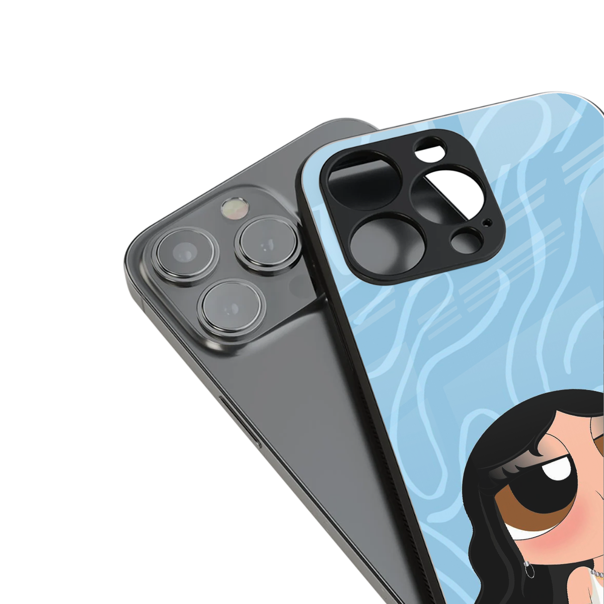 bubbly blue back phone cover | glass case for iphone 15 pro
