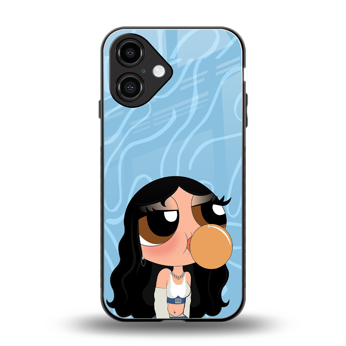 bubbly blue back phone cover | glass case for iphone 16