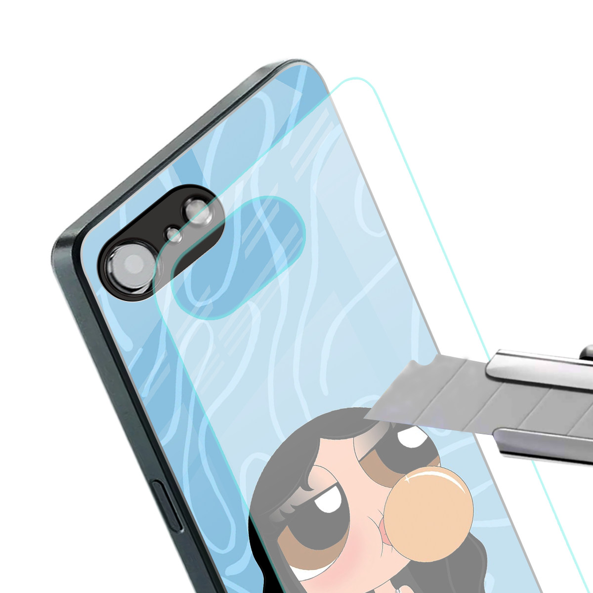 bubbly blue back phone cover | glass case for iphone 16e