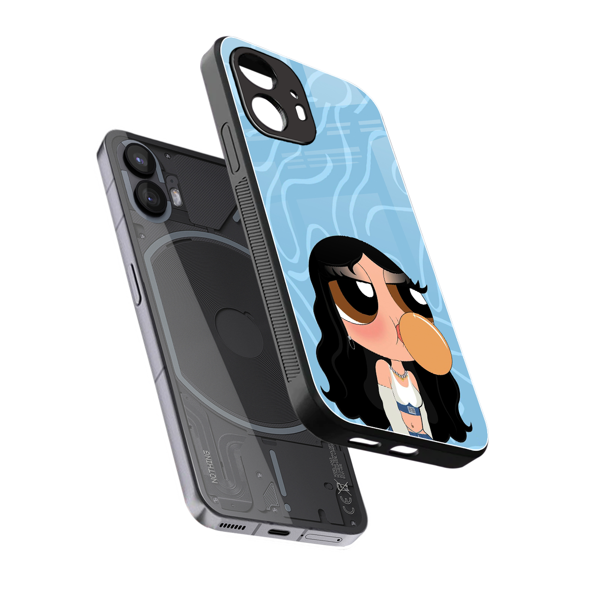 bubbly blue back phone cover | glass case for nothing phone 2