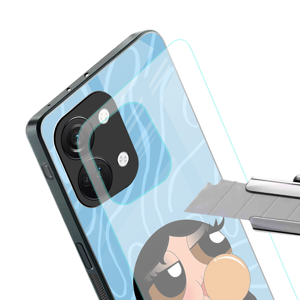 bubbly blue back phone cover | glass case for oneplus nord 3
