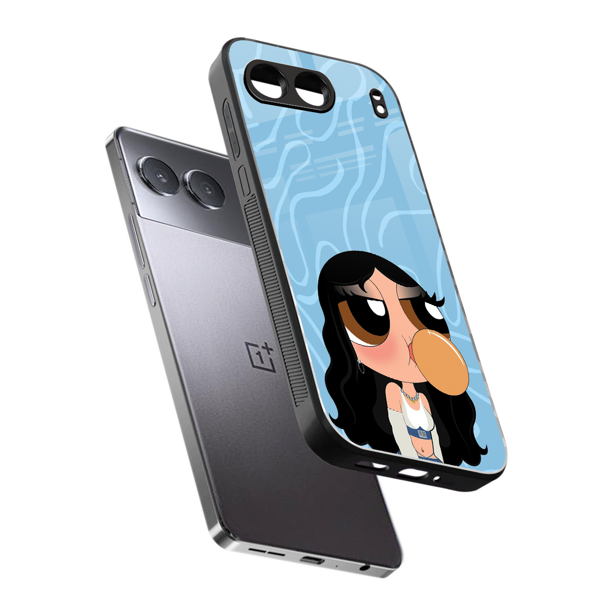 bubbly blue back phone cover | glass case for oneplus nord 4