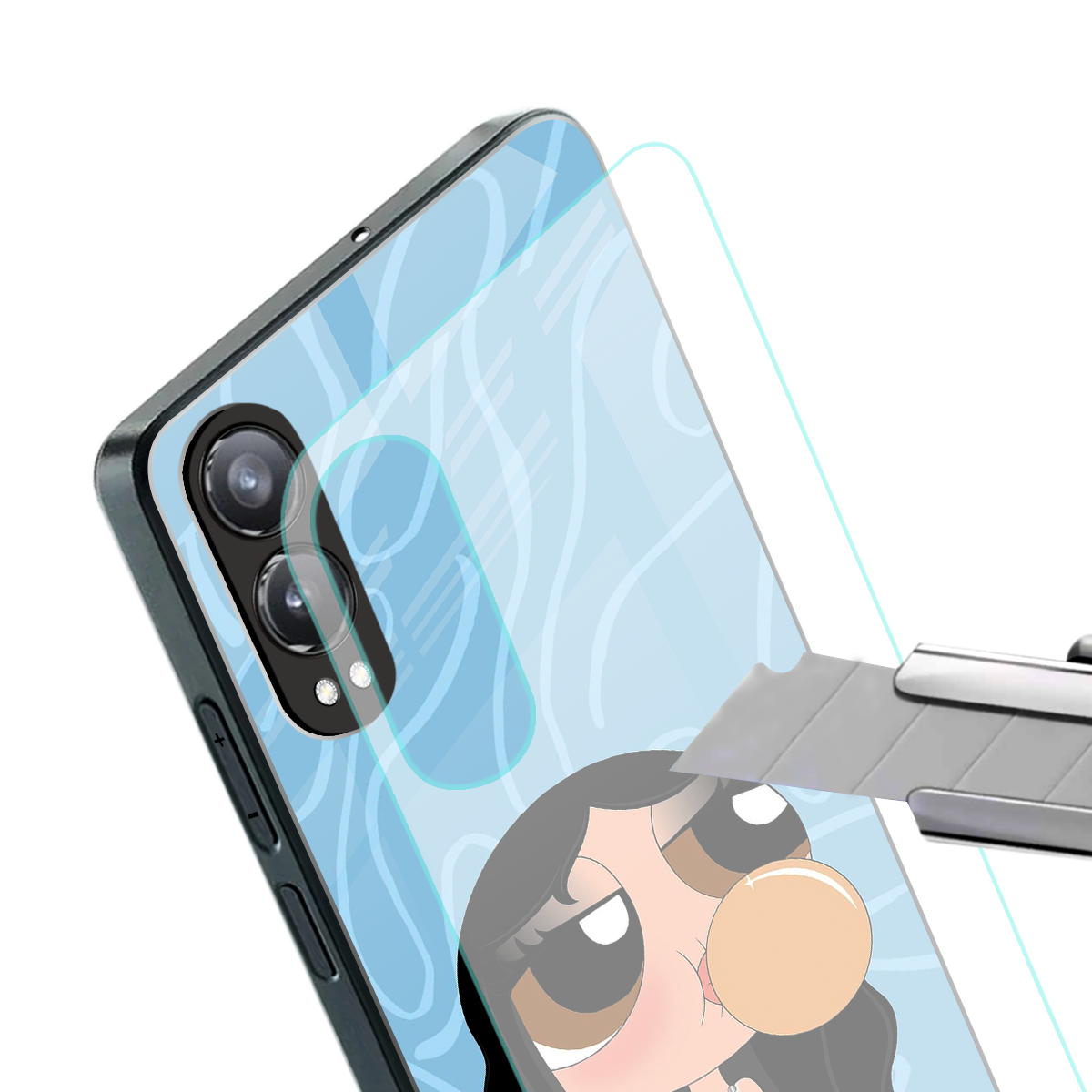 bubbly blue back phone cover | glass case for oneplus nord ce 4 lite