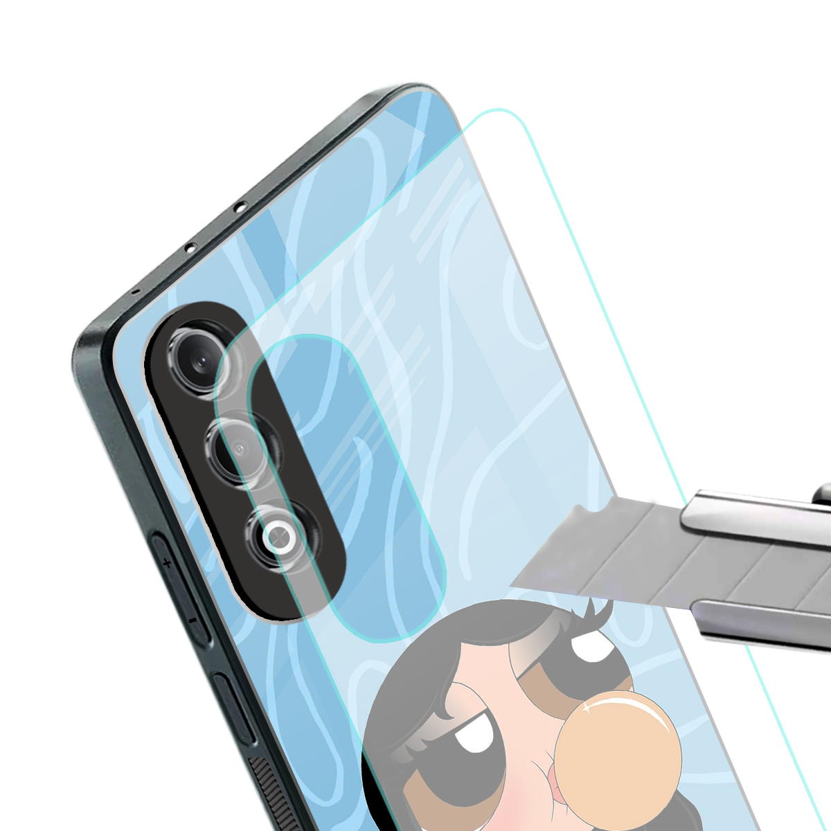 bubbly blue back phone cover | glass case for oneplus nord ce 4