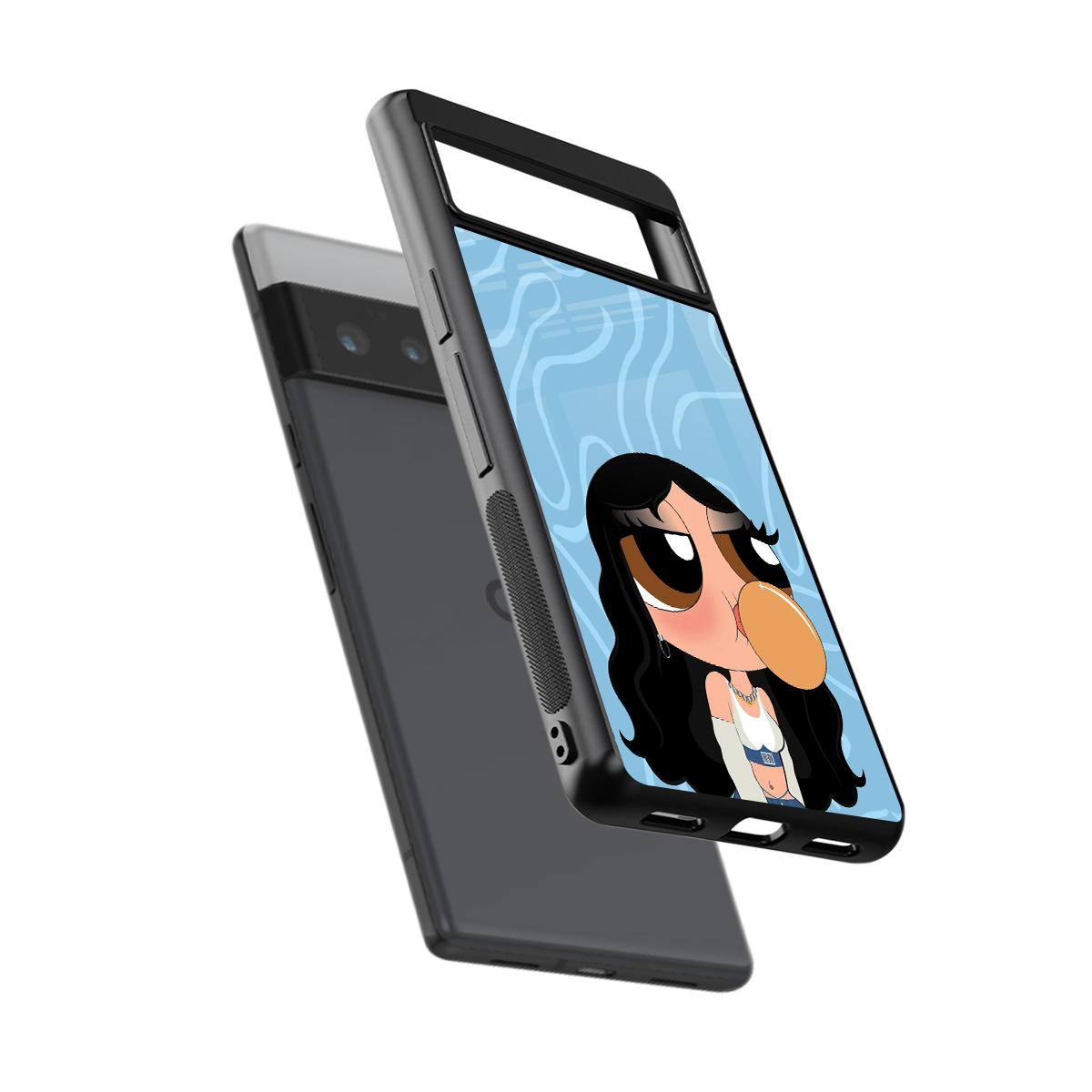 bubbly blue back phone cover | glass case for google pixel 6 pro