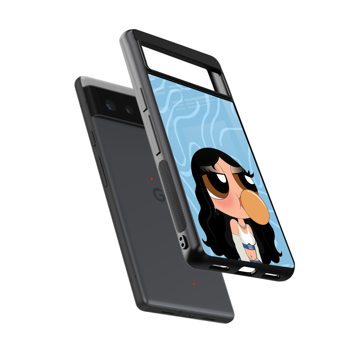 bubbly blue back phone cover | glass case for google pixel 6