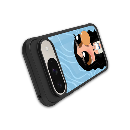 bubbly blue back phone cover | glass case for google pixel 9