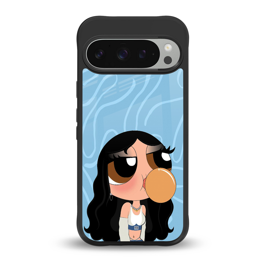 bubbly blue back phone cover | glass case for google pixel 9 pro