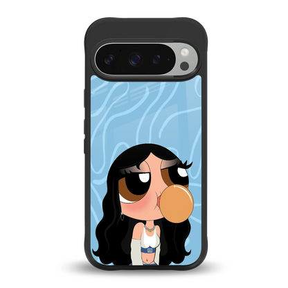 bubbly blue back phone cover | glass case for google pixel 9 pro