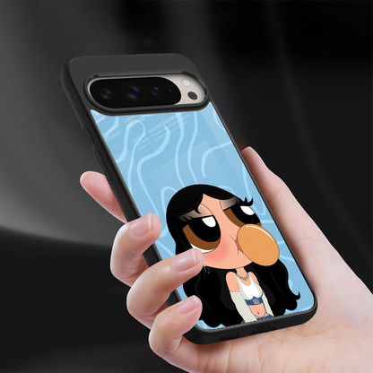 bubbly blue back phone cover | glass case for google pixel 9 pro