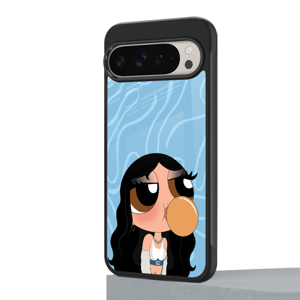 bubbly blue back phone cover | glass case for google pixel 9 pro