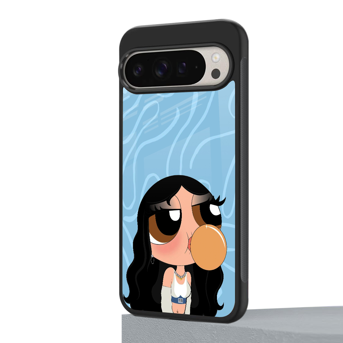 bubbly blue back phone cover | glass case for google pixel 9 pro