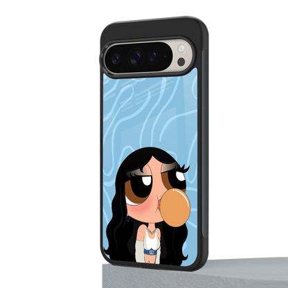 bubbly blue back phone cover | glass case for google pixel 9 pro xl