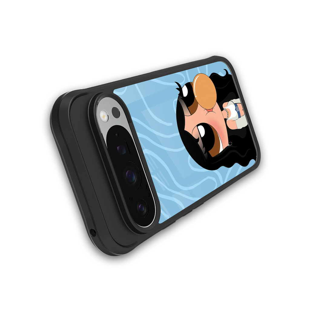 bubbly blue back phone cover | glass case for google pixel 9 pro