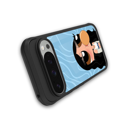 bubbly blue back phone cover | glass case for google pixel 9 pro