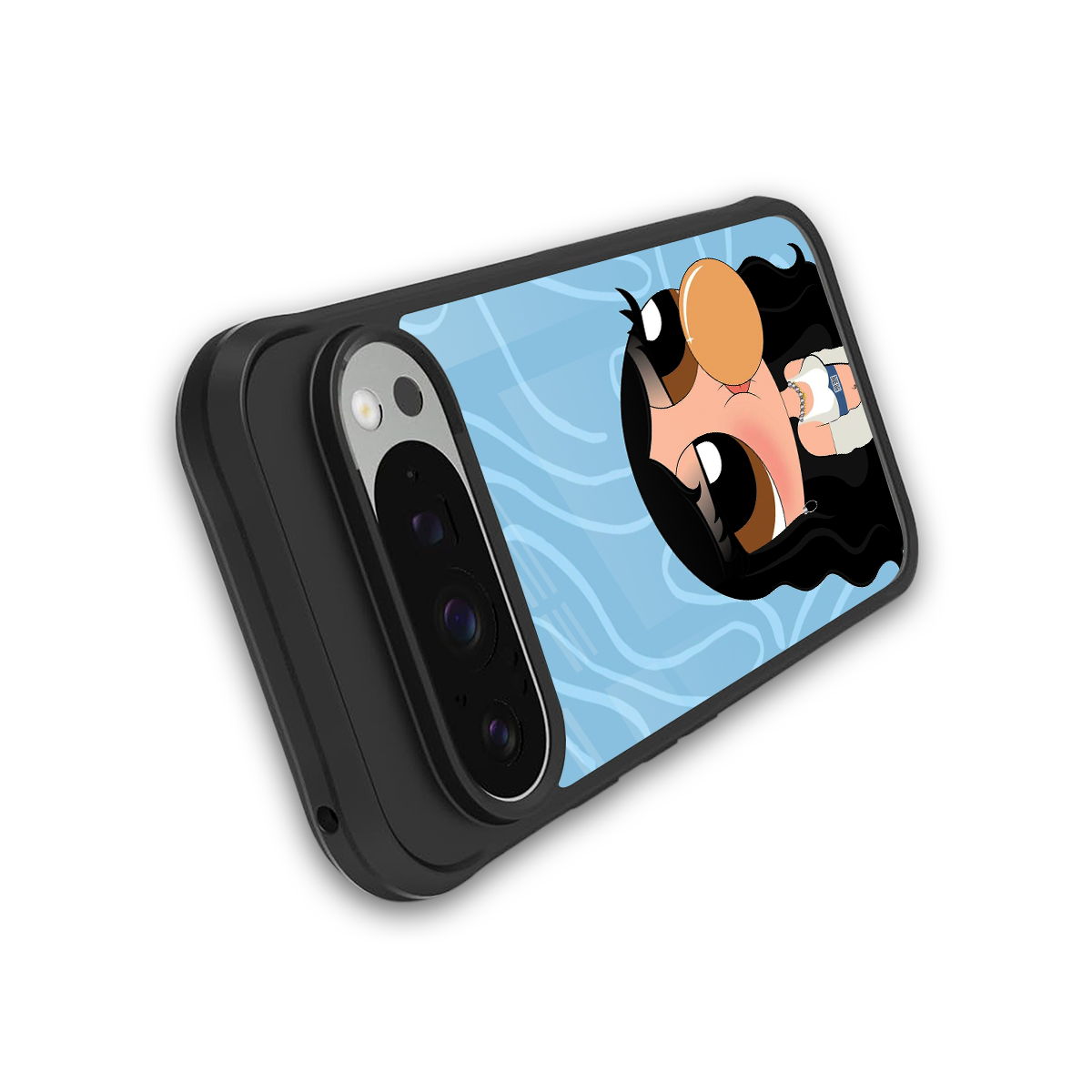 bubbly blue back phone cover | glass case for google pixel 9 pro xl