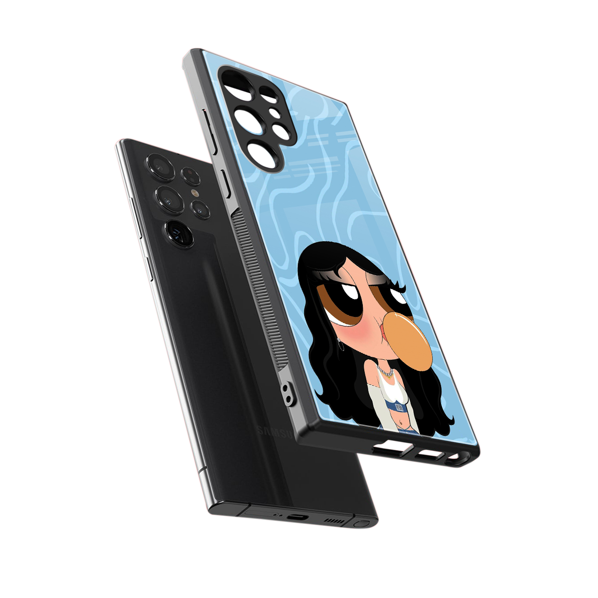 bubbly blue back phone cover | glass case for samsung galaxy s24 ultra