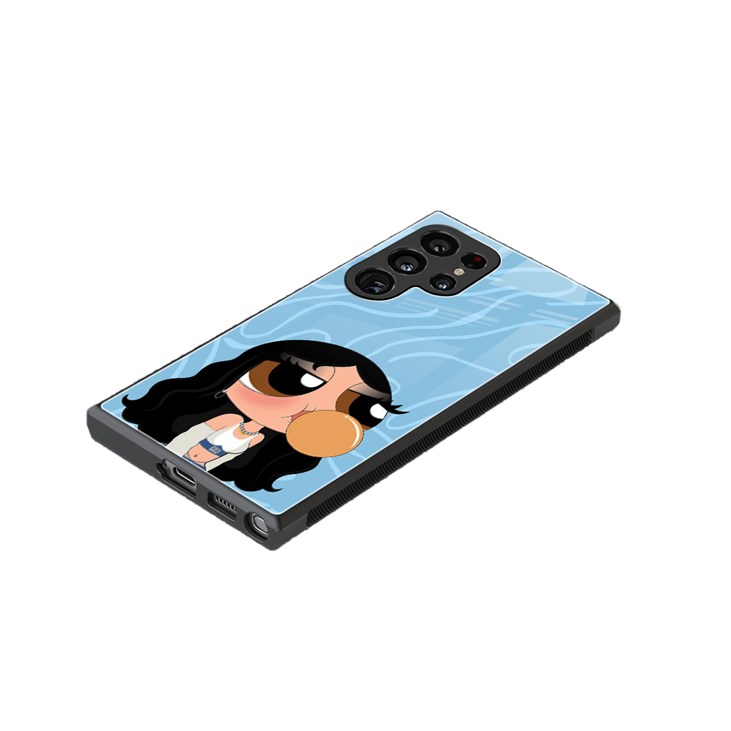 bubbly blue back phone cover | glass case for samsung galaxy s24 ultra