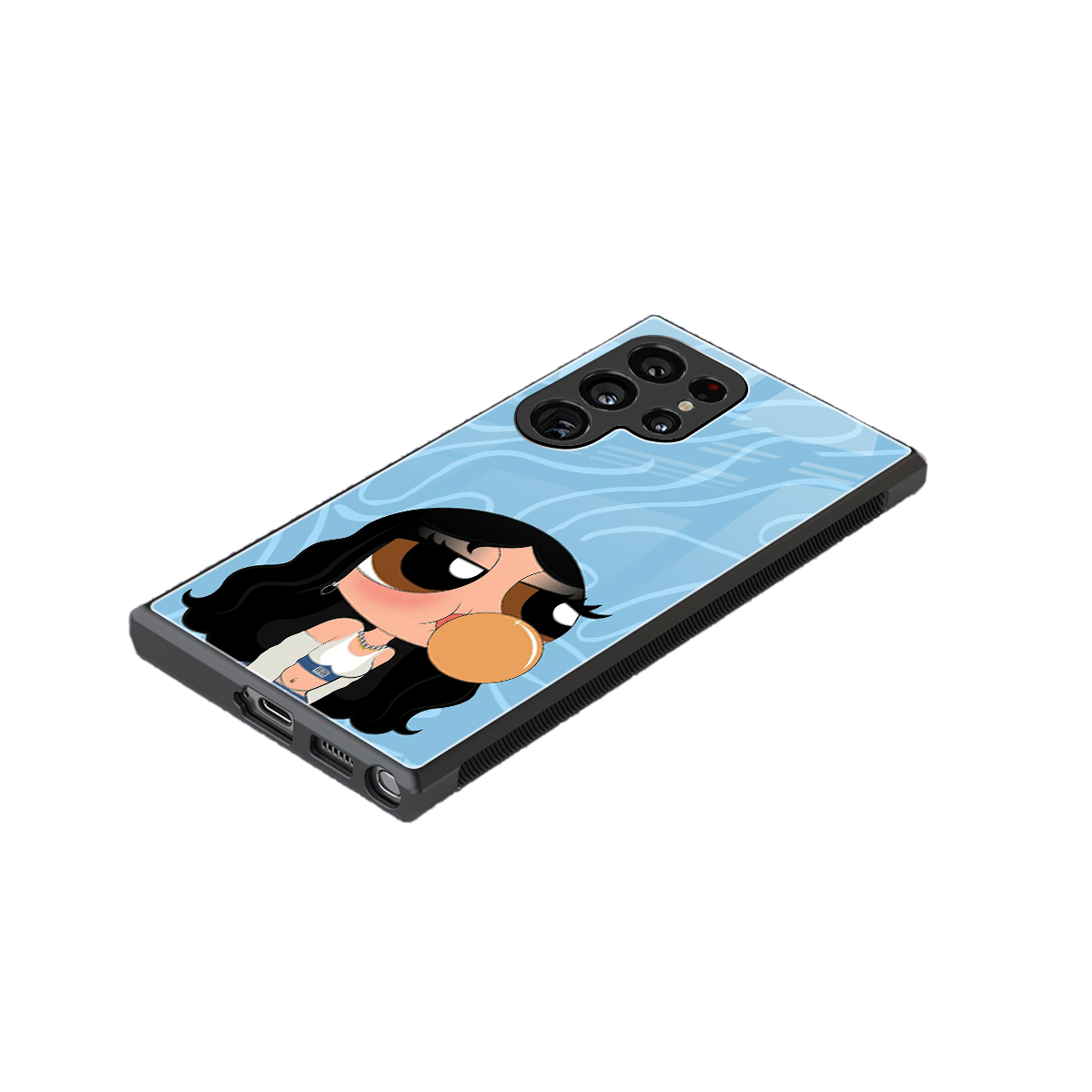 bubbly blue back phone cover | glass case for samsung galaxy s23 ultra