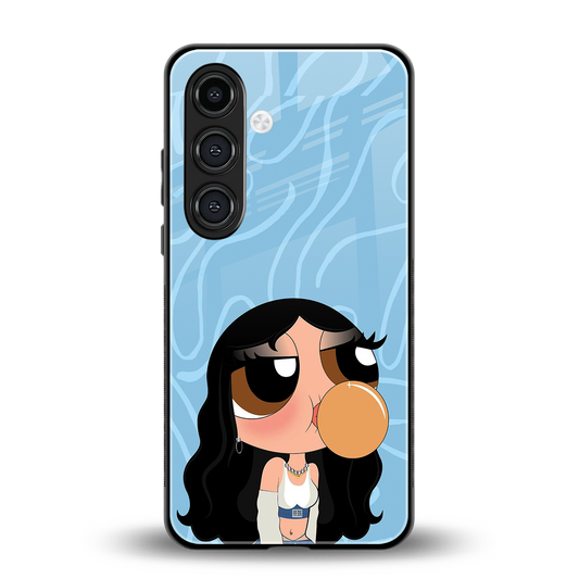 bubbly blue back phone cover | glass case for samsung galaxy s24 fe