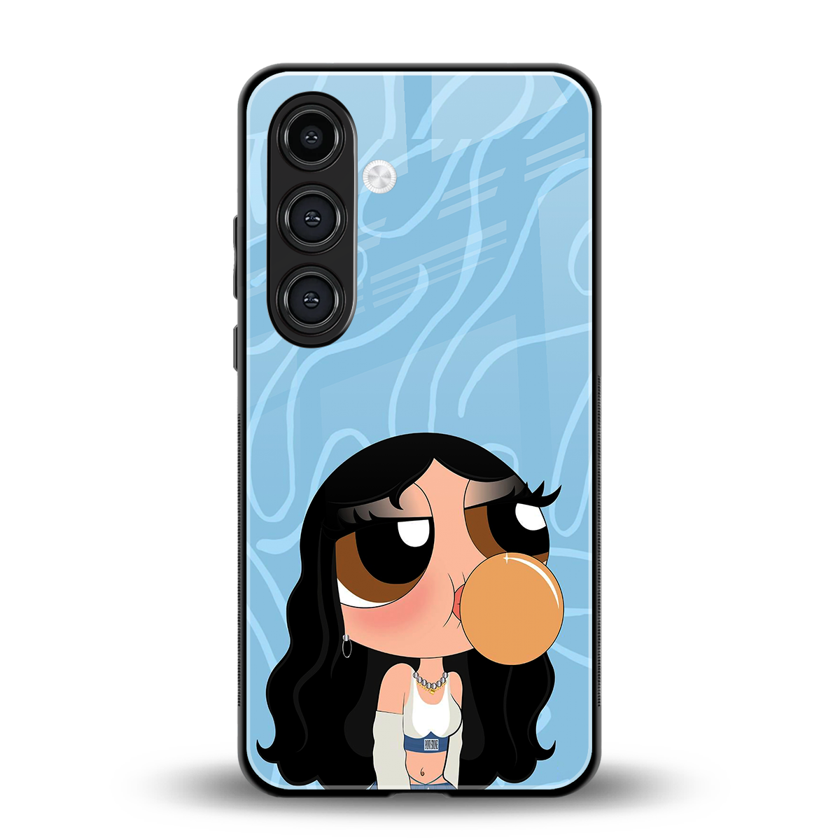 bubbly blue back phone cover | glass case for samsung galaxy s24 plus