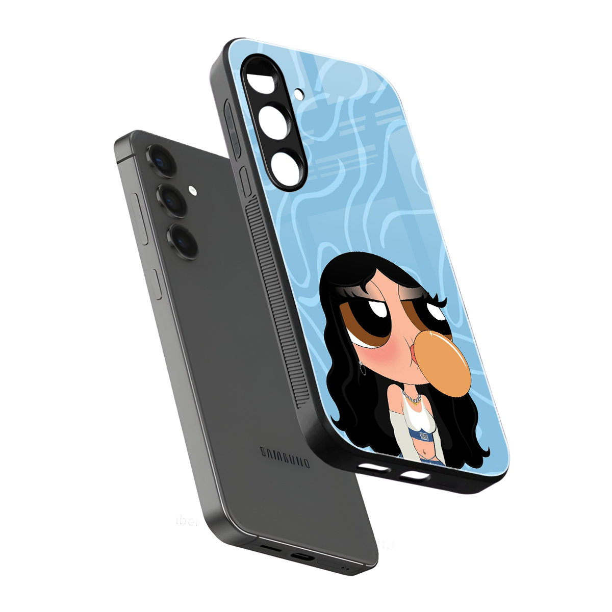 bubbly blue back phone cover | glass case for samsung galaxy s24 fe