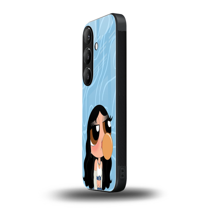 bubbly blue back phone cover | glass case for samsung galaxy s24 fe