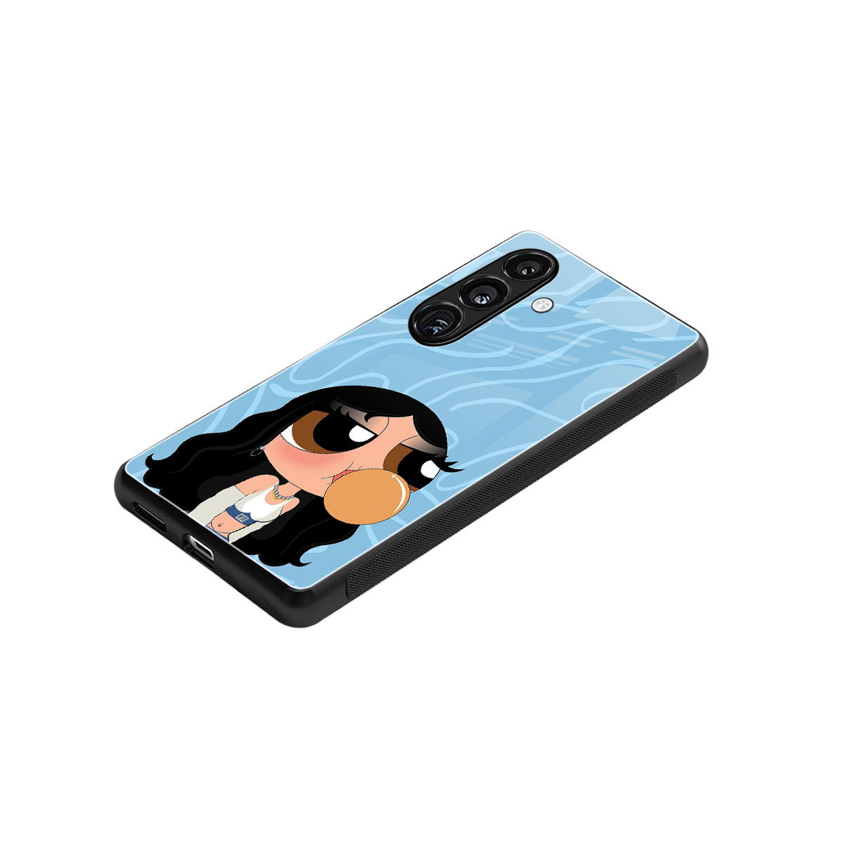 bubbly blue back phone cover | glass case for samsung galaxy s24 fe