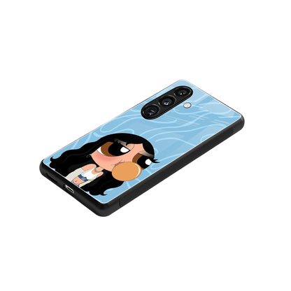 bubbly blue back phone cover | glass case for samsung galaxy s24 fe