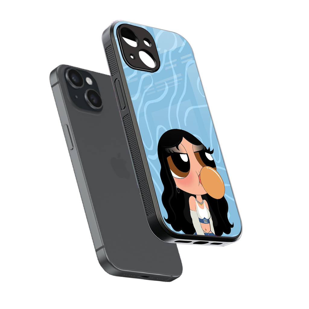 bubbly blue back phone cover | glass case for iphone 15