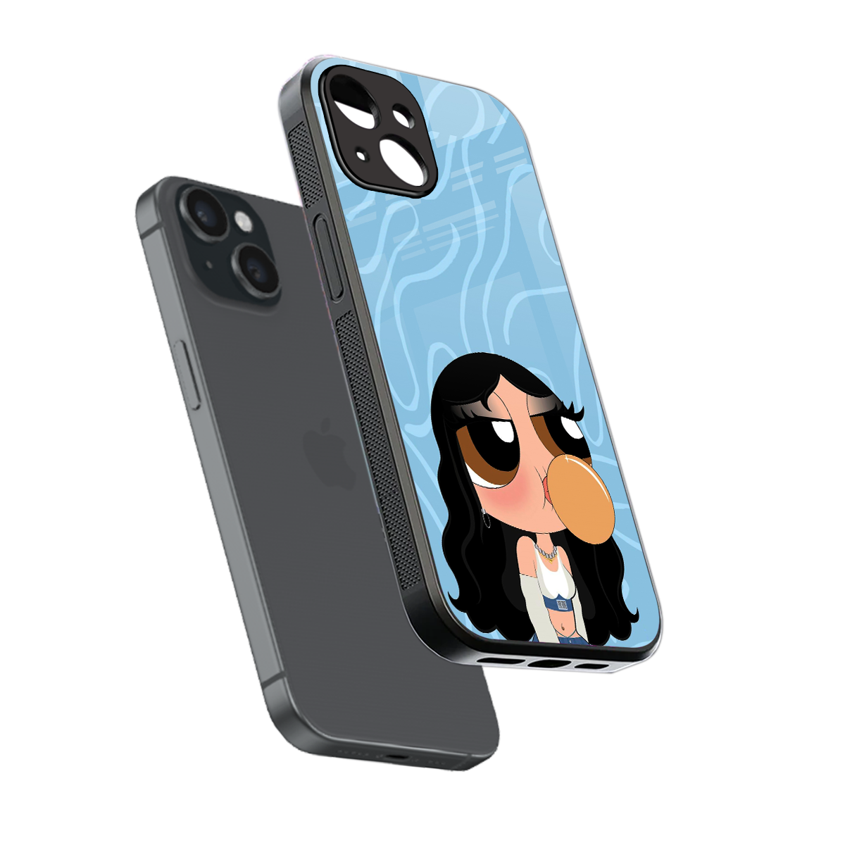 bubbly blue back phone cover | glass case for iphone 15