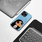 bubbly blue back phone cover | glass case for iphone 15 pro
