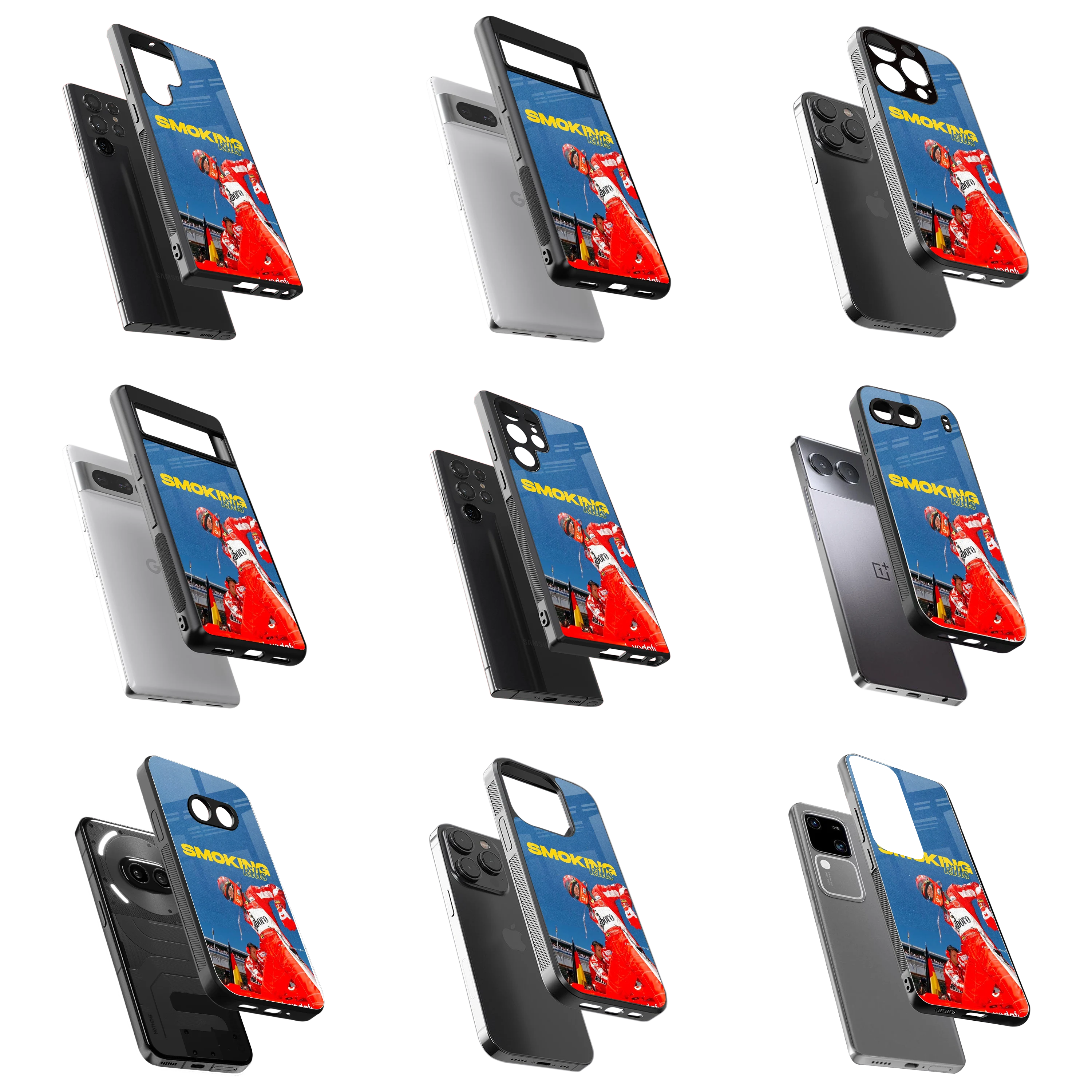 Durable Glass Back Mobile Case for iPhone, Samsung, OnePlus, Google Pixel, Redmi, Vivo, Oppo