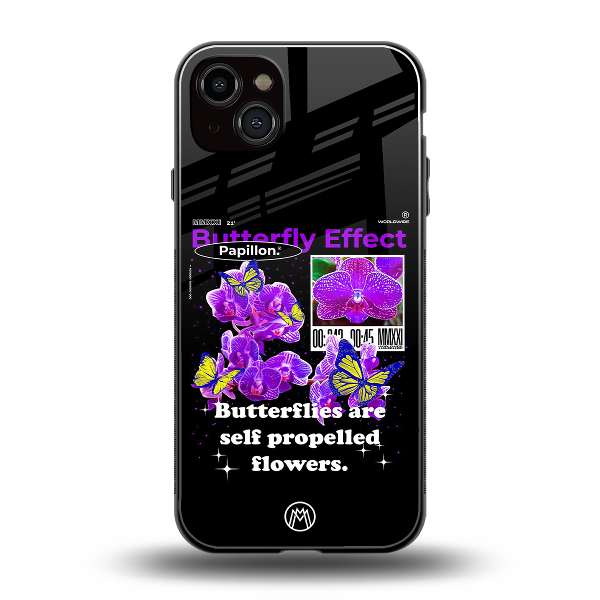 butterfly effect back phone cover | glass case for iphone 15 plus