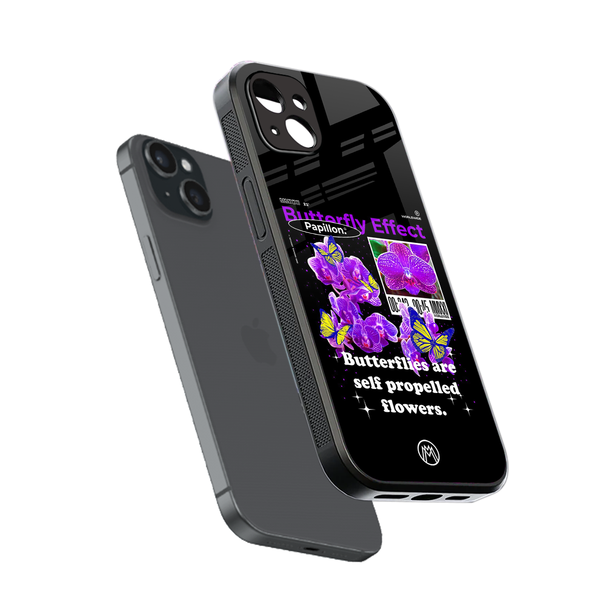 butterfly effect back phone cover | glass case for iphone 15 plus