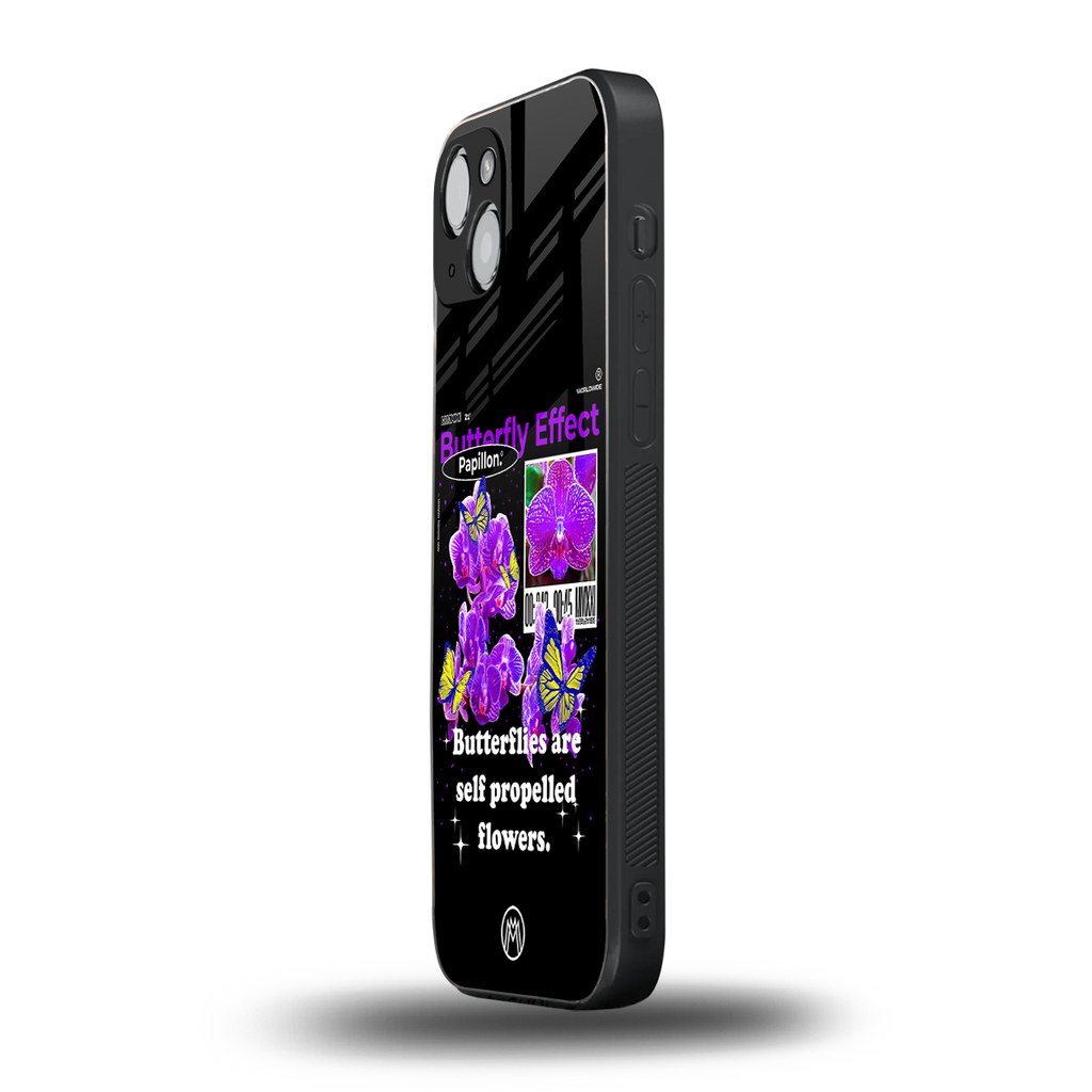 butterfly effect back phone cover | glass case for iphone 15 plus