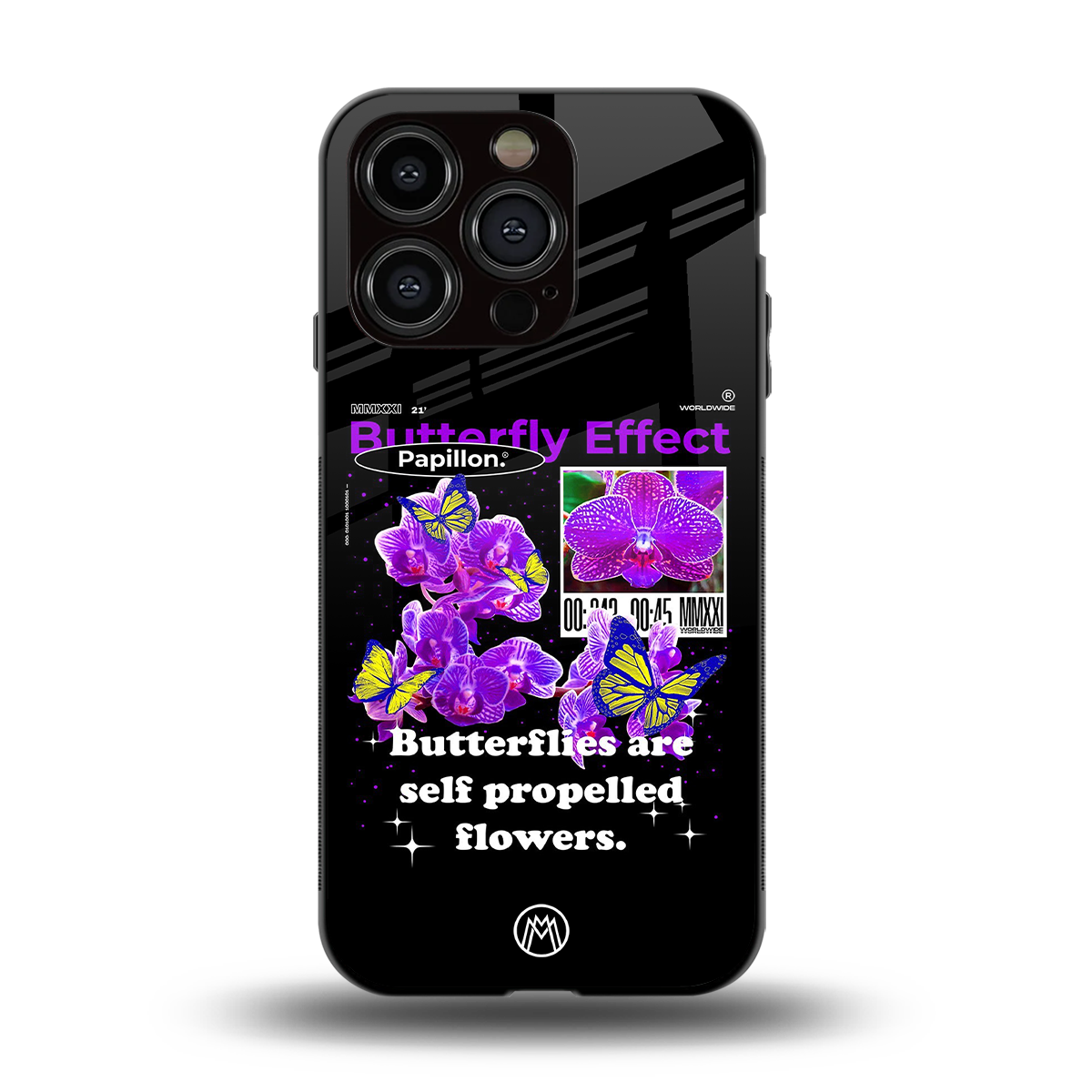 butterfly effect back phone cover | glass case for iphone 15 pro