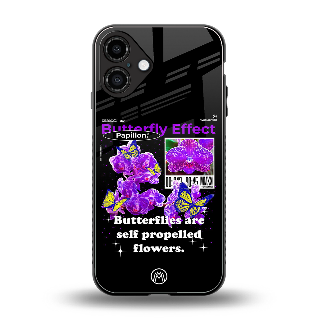 butterfly effect back phone cover | glass case for iphone 16 plus