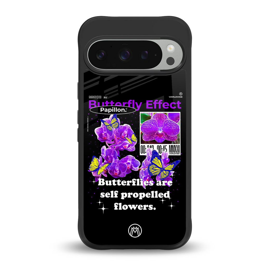 butterfly effect back phone cover | glass case for google pixel 9 pro
