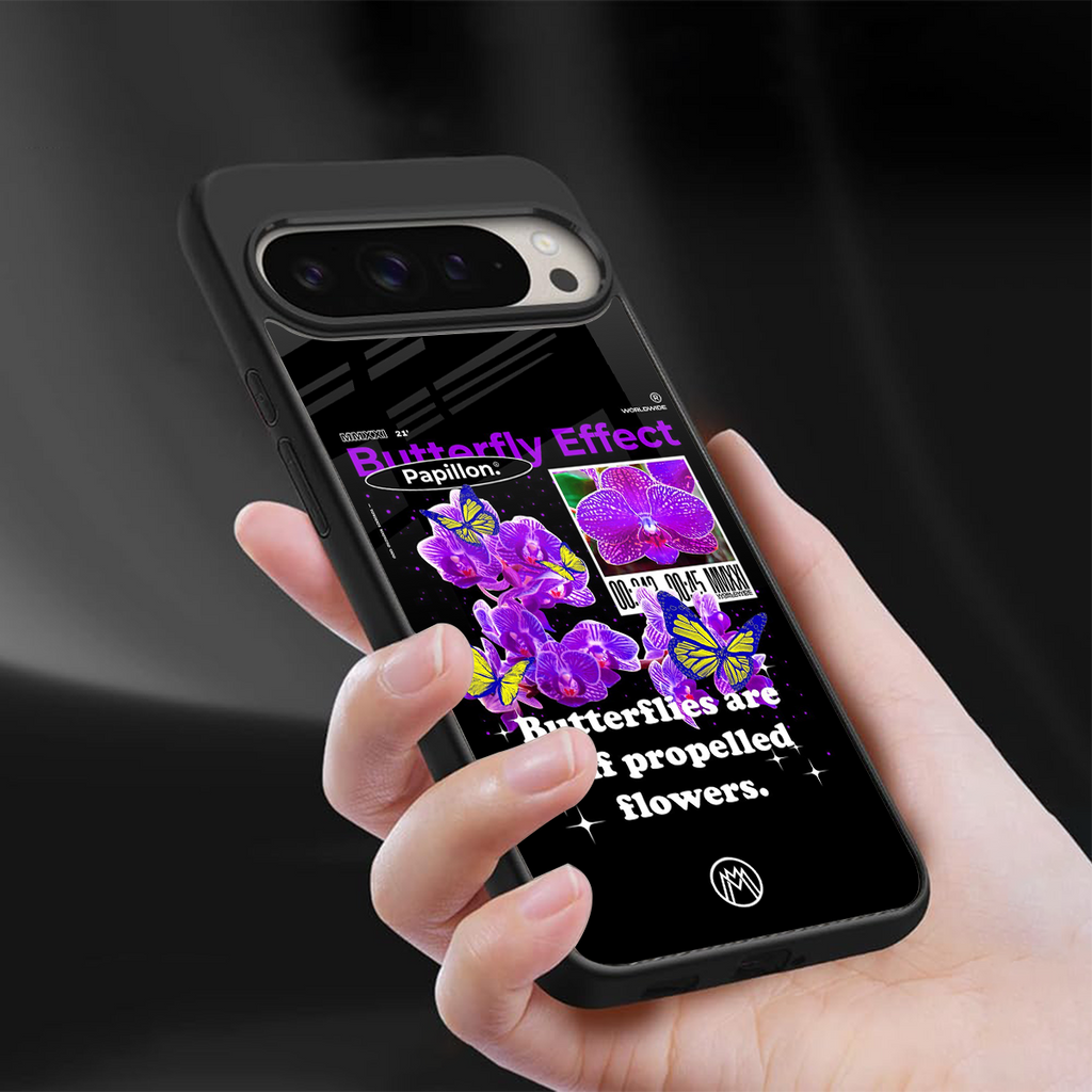 butterfly effect back phone cover | glass case for google pixel 9 pro xl