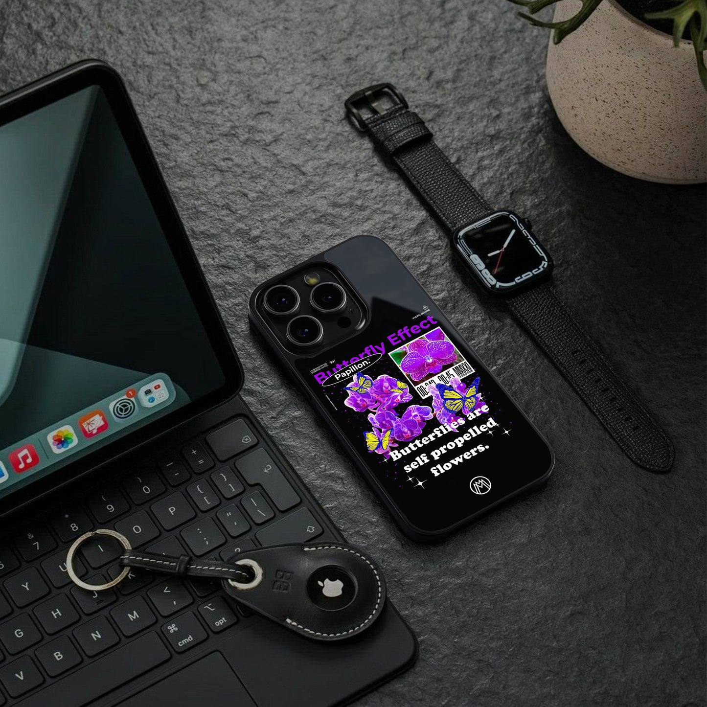 butterfly effect back phone cover | glass case for iphone 15 pro