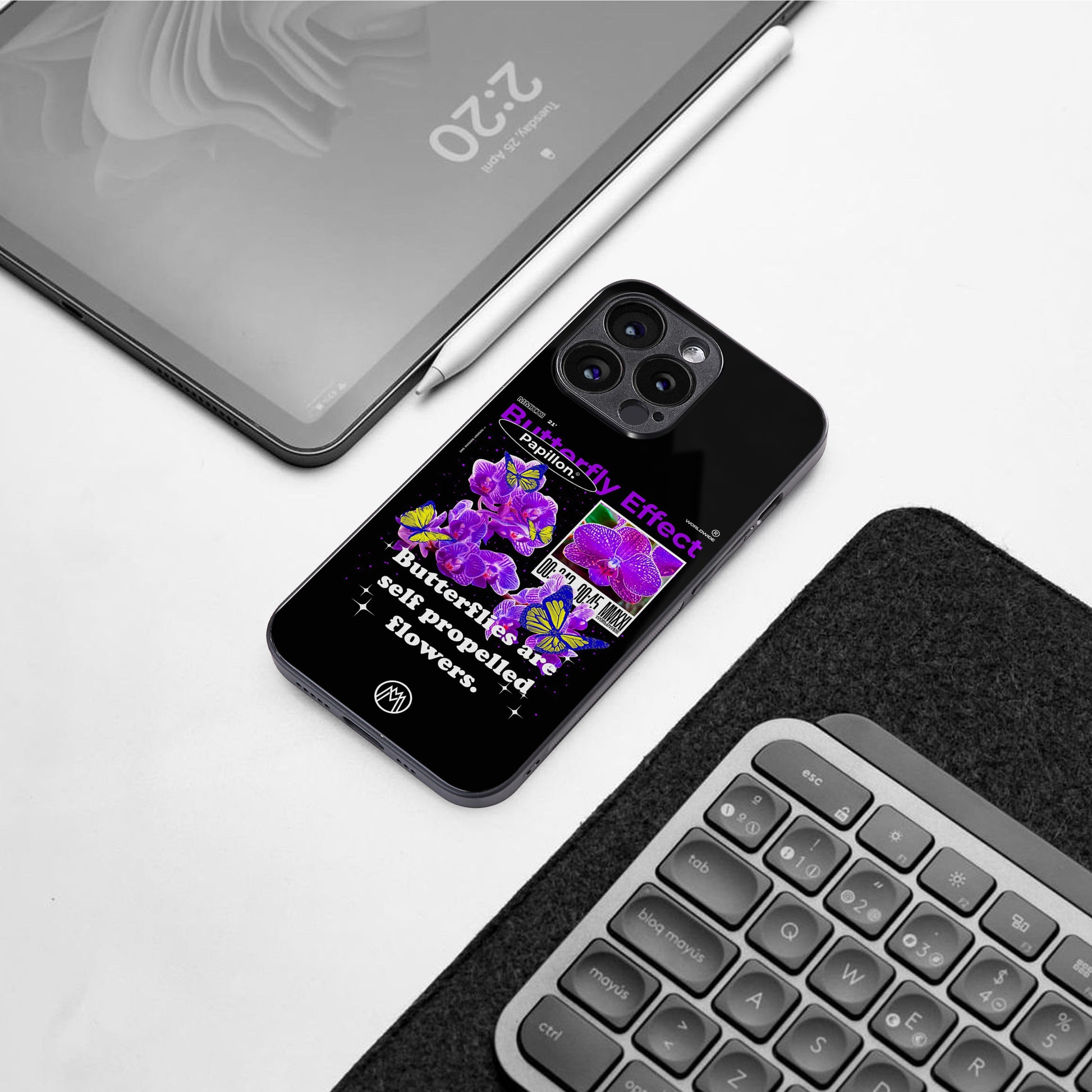 butterfly effect back phone cover | glass case for iphone 16 pro max