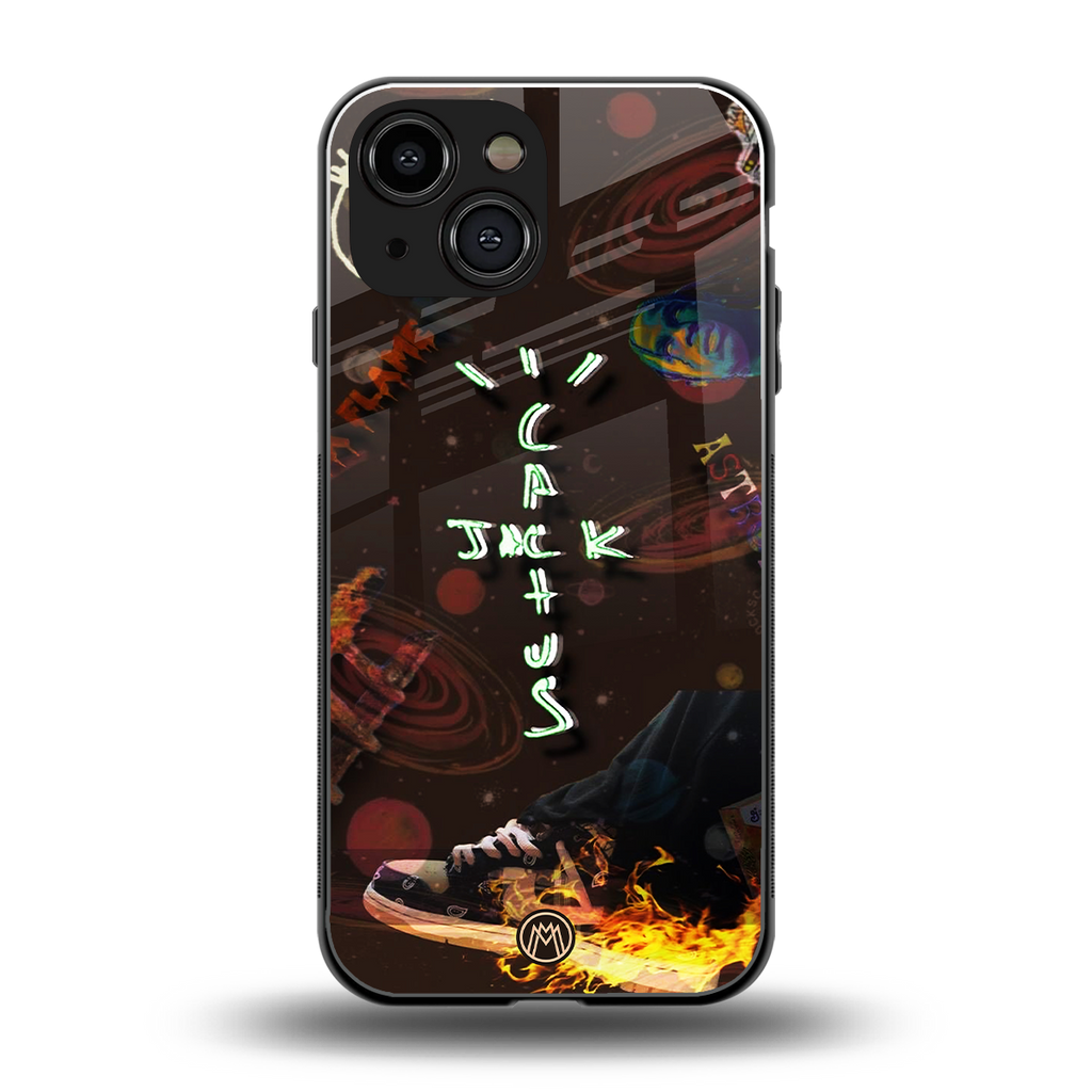 cactus jack brown back phone cover | glass case for iphone 13 mini