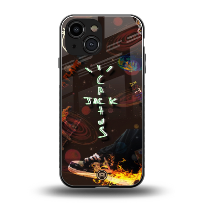 cactus jack brown back phone cover | glass case for iphone 13 mini