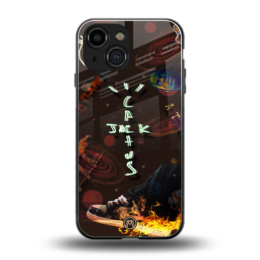 cactus jack brown back phone cover | glass case for iphone 13 mini