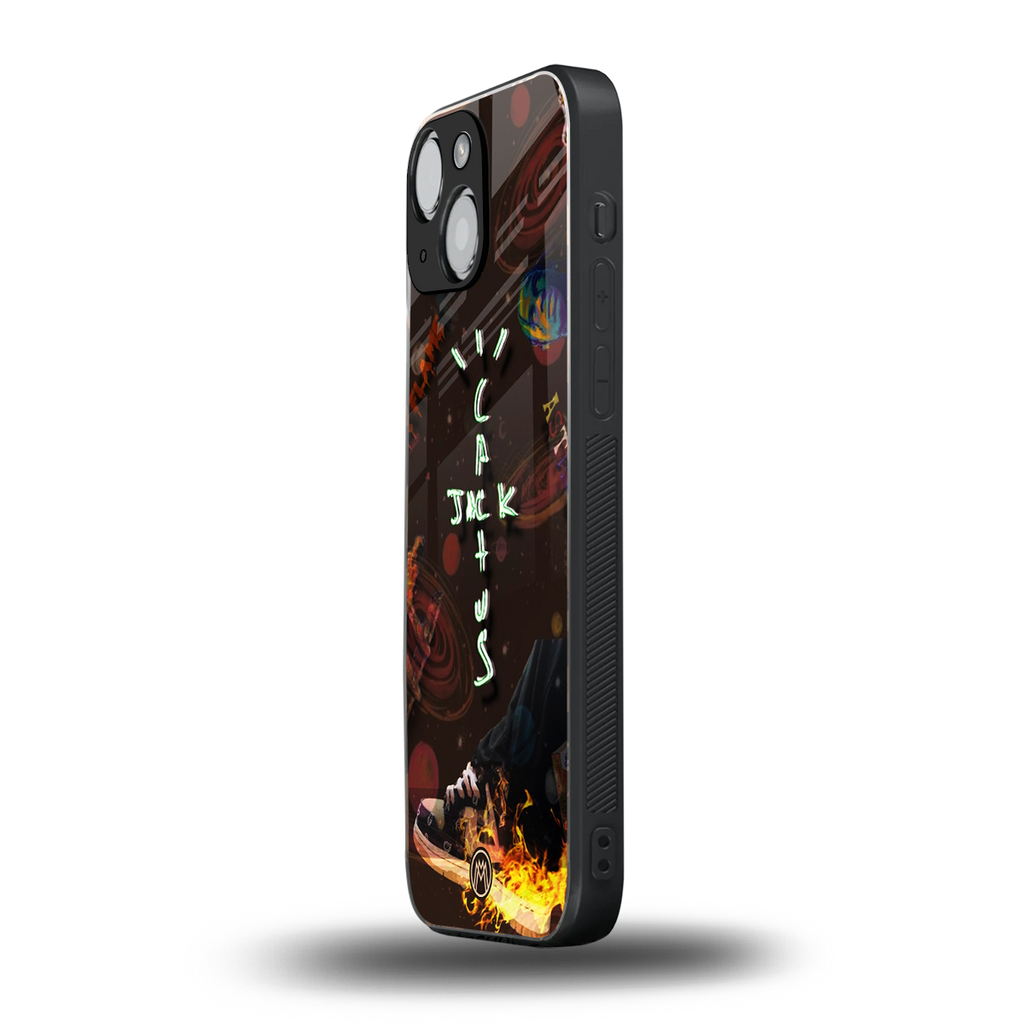 cactus jack brown back phone cover | glass case for iphone 13 mini