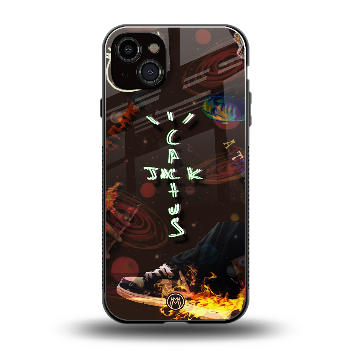 cactus jack brown back phone cover | glass case for iphone 15 plus
